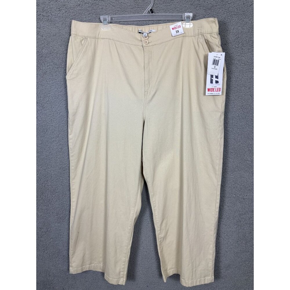 Celebrity Pink Plus Juniors' Chino Wide Leg Pants Size 3X Beige New With Tag's